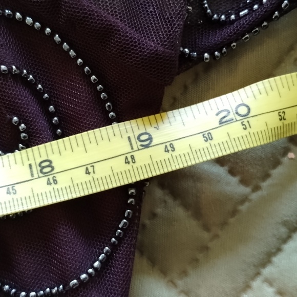 NWT Pisarro Nights Nordstroms Illusion Sleeve Beaded A-Line Gown - Picture 7 of 11